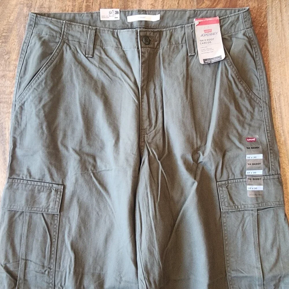 Levi's '94 Baggy Cargo Pants Mens 32 Green Adjustable Hem Workwear